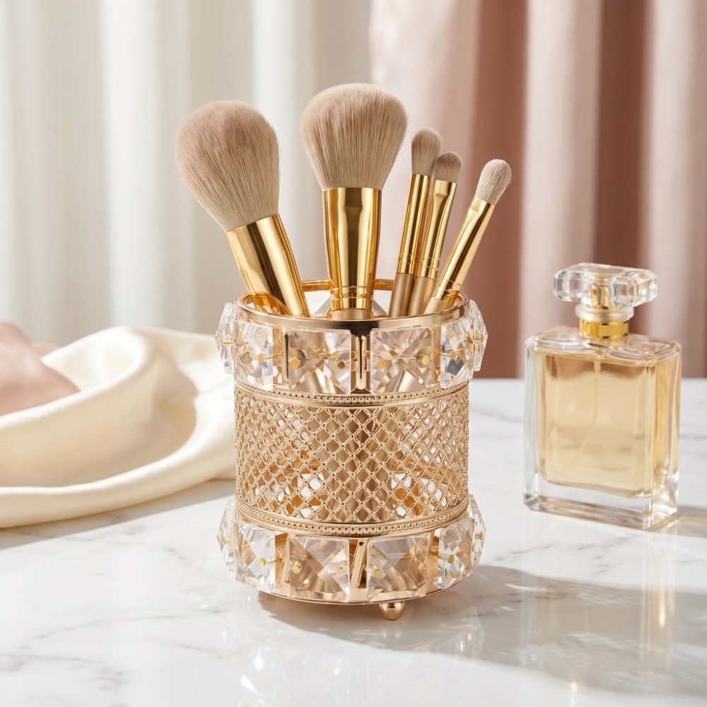 Gold Makeup Brush Holder Organ - Luxury Skincare And Makeup Brands recension och pris